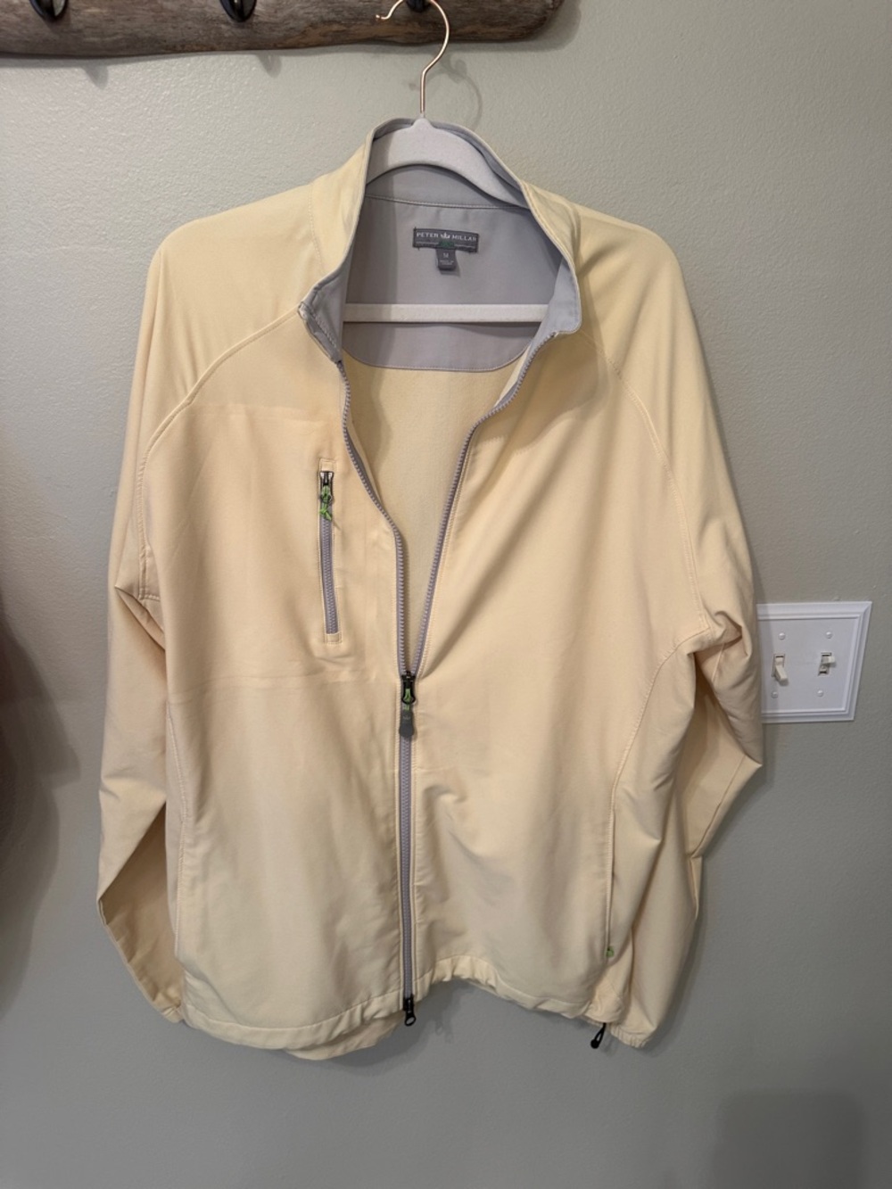 Peter Millar Cream Lightweight Zip Utility Jacket